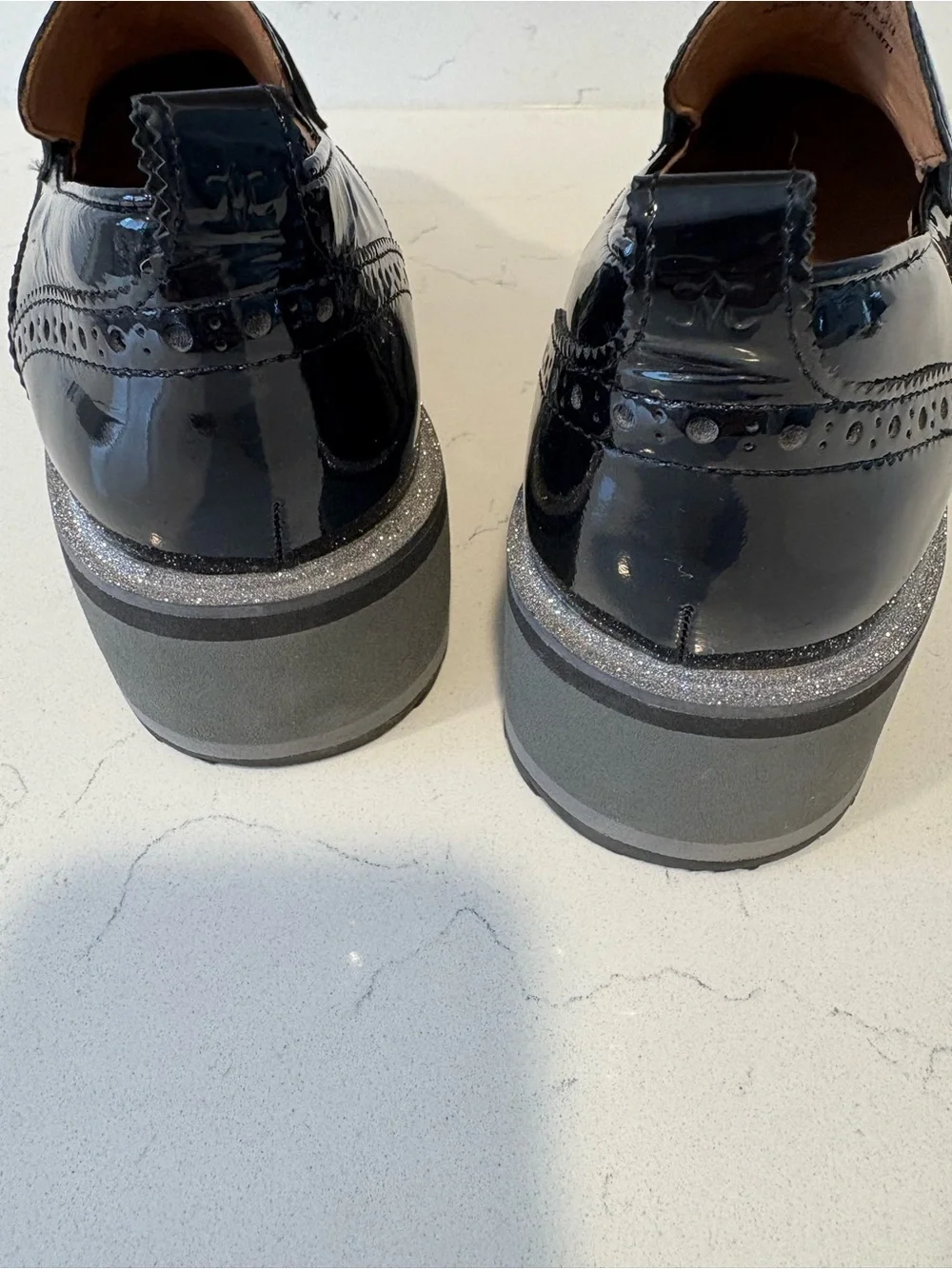 Black Patent Leather Platform Johnston & Murphy Loafers